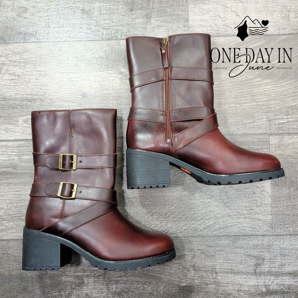 Harley Davidson LaLanne Triple Strap Boots Brown Leather NWT D84714 Size 11